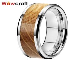 Wedding Rings 8mm Width Tungsten Carbide For Men Women Bands Jewellery Bevelled Edges Whiskey Barrel Inlay4533158