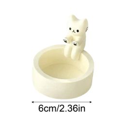 Cute Kitten Candle Holder Grilled Cat Shaped Aromatherapy Candle Holder Office Home Desktop Decorative Ornaments Birthday Gifts