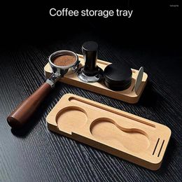 Hooks Handmade Coffee Powder Holder Filling Pressing Base Natural Beech Wood Mat Vintage Hamer Storage Tray 51/53/58mm Handle