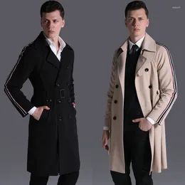 Men's Trench Coats Lu Long Style Men Coat Luxury Double Breasted Ribbon Mens Jackets And Windbreaker Plus Size 5XL 6XL