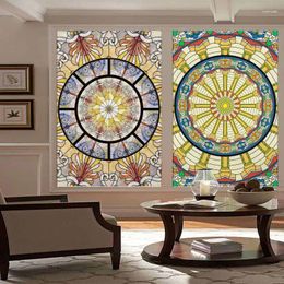 Window Stickers Custom Size No Glue Electrostatic Drop- Church Stained Glass Windows And Doors Wardrobe Film 36cmX140cm