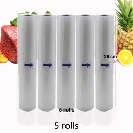 Machine 5 Rolls/Lot Kitchen Food Vacuum Bag Storage Bags for Vacuum Sealer Food Keep Packing 12+15+20+25+28cm*500cm