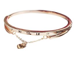 Luxury Rose Gold Stainless Steel Bracelets Bangles Female Heart Forever Love P Charm Bracelet for Women Famous Jewelry8252616