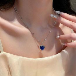 Pendant Necklaces Changes In Color With Temperature Heart Necklace Hip Hop Punk Love Clavicle Chain Collar For Women Friendship Jewelry