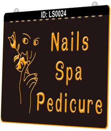 LS0024 Nails Spa Pedicure Beauty Salon 3D Engraving LED Light Sign Whole Retail7069033