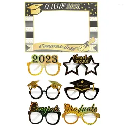 Disposable Cups Straws Headband Hand Hold Po Frame Grad Glasses Graduation Pography Accessories Booth Prop 2024 Party Eyeglasses Props