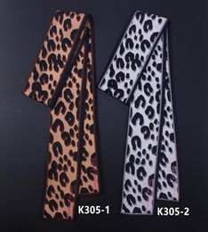 Good quality 130cm6cm Maitong silk scarf Autumn European leopard print Small female tied bag handle Handbag Twill Scarves Ribbons8582197