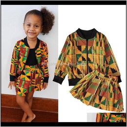 Kleidung Girls Afrikanische Böhmen -Outfits Kinder Print Röntgenfasskirts 2pcsset Frühling Herbst Kinderkleidung C1644 HQI9O ARNL777714185