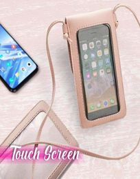 Card Holders Cross Body Mobile Phone Bag Touching Screen Clear Window Mini Purse Cell Pouch SAL998663748