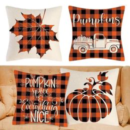 Pillow Pumpkin Covers Thanksgiving Plaid Linen Fabric Decoration Supplies For Yard Car Chair Bedding Sofa Living