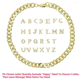 Pendant Necklaces DIY Custom Name 26 Alphabet Letters Charm Necklace Girl Fashion Iomen Ladced Out Zirconia Hip Hop Gift Jewellery