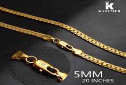 Men Sideways Link Chain Necklaces 5mm Width 18K Gold 20inch Neck Chain Curb Snake Necklaces New Wedding Fashion Jewellery Accesories8579243