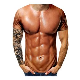 mens abdominal muscles graphic t shirts 3D printing fashion short sleeved o neck T-shirt casual cool mens clothing y2k top 240409