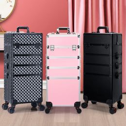 Supplies Professional 2/3/4 layers trolley makeup suitcase portable cosmetic trolley luggage box nail tattoo embroidery beauty toolbox