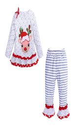 Christmas Children039s Clothing Set Baby Clothing Sets Girls Long Sleeve Elk Top Stripe Pants Set New Year Christmas Children7707955