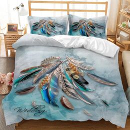 Bedding Sets .WENSD Egyptian Cotton Duvet Cover Housse De Couette 3d Dream Catcher Bohemian King Size Bed Feather