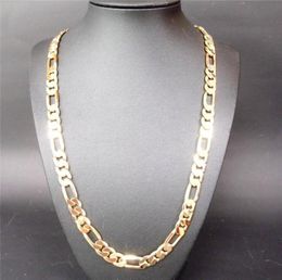 Heavy 94g 10mm 18 K Yellow Gold GF Men039s Necklace Curb Chain Jewelry Pendant Necklaces5545614