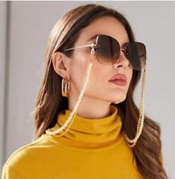 Sunglasses Accessory Two Layers Plastic Pearl Beaded Metal Plated Eyeglasses Chain Eyewear Retainer Silicone Loops For Women Neckl5368226