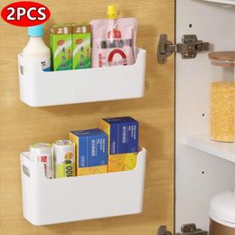 Hooks 2/1 PCS Kitchen Wall Mounted Cabinet Door Preservation Film Bag Storage Rack Bathroom Plastic Box Organiser