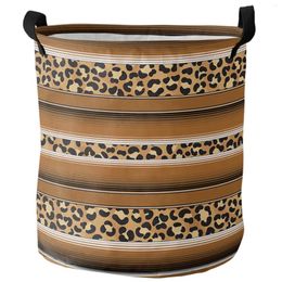 Laundry Bags Mexico Stripes Leopard Animal Skin Foldable Basket Toy Storage Waterproof Room Dirty Clothing Organiser