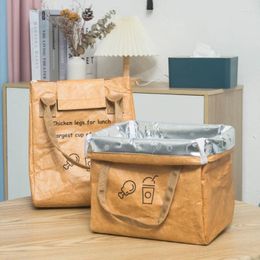 Storage Bags Waterproof Lunch Kraft Paper Thermal Cool Foldable Food Insulation Container Organizer Portable Bento Cooler Kitchen Pouch