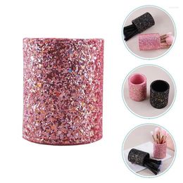 Storage Boxes Makeup Brush Bucket Cosmetics Holder Black/Pink Round PU Glitter Pen Pot Desktop Container