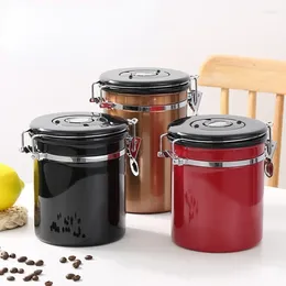 Storage Bottles Coffee Bean Tea Container Vent Valve Stainless Steel Box Jar Damp Proof Food Pots