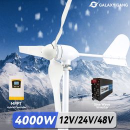 4000w Wind Turbine 12v 24v 48v Generator Low Start Windmills Speed Free Alternative Energy 3Blades With MPPT Hybrid Controller
