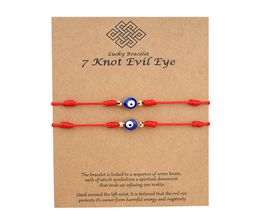 7 Knots Blue Evil Eye Bracelet Paper Card Bracelet Adjustable Lucky Red String Bracelets Couple Jewellery Friendship Bracelet 2PscS1296045