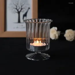 Candle Holders Creative Windproof Holder Wedding Romantic Decoration Geometric Glass Transparent Cup
