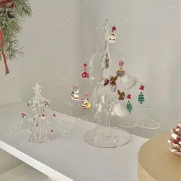 Decorative Plates 1Pc Cute Christmas Tree Shaped Earring Display Rack Acrylic Transparent Ins Style Creative Portable Jewellery Storage