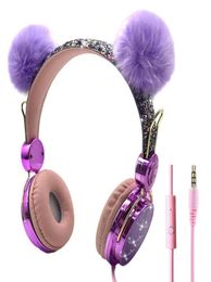 Cute Kids Wired Headphone With Microphone Girls 35mm Music Stereo Earphone Computer Mobile Phone Gamer Headset Kids Gift8730327