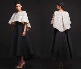 Black White Krikor Jabotian Evening Dresses Two Pieces Ankle Length Half Sleeves Prom Dresses With Jacket Formal Dresses Real Imag3208885