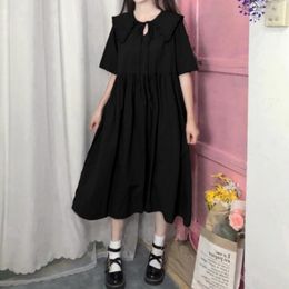 Casual Dresses Style Collar Short Sleeve Dress Female Medium Long Skirt Women Clothing Party Vestido