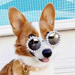 Dog Apparel Pet Sunglasses Pearl Teddy Chihuahua Po Headdress Accessories