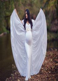 Jersey Maternity Pography Props Cloak Dresses Maternity Po Long Dress With Chiffon Cloak Short Sleeve Sweet Heart Pregnant D5156469