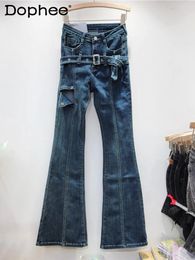 Women's Jeans 2024 Autumn Slimming Denim Bell-Bottom Pants High Waist Flared Sweet Cool Style Cotton Stretch Slim Street