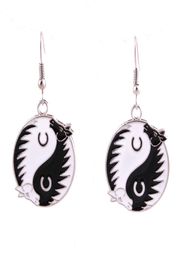 HORSE Yin Yang Earring Zinc Alloy Rhodium Plated Tao Yinyang Enameled Horses Amulet Hooking Earring Jewelry 9877285