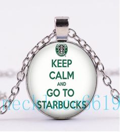 10Pcs Keep Calm Go To s Necklace Pendant,Christmas Gift,birthday Gift,Cabochon Glass Necklace,silver/black Fashion Jewellery R-11055325459