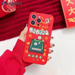 For Vivo V27E V29 V25 V23 V20 Pro V21S Y20i Y20S Y20T Y20A Y12S Y11S Y12A Phone Case New Year Spring Festival Mahjong Soft Cover