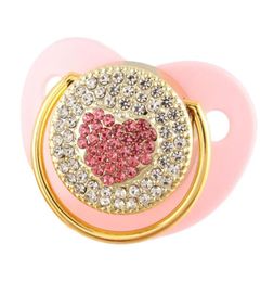 Pacifiers Luxury Baby Pacifier Bling Pink Heart With Rhinestones Orthodontic Dummy Soother Nipple Shower Gift1587718