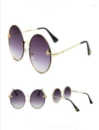 Sunglasses Luxury Round Bee Women Men Retro Brand Designer Metal Frame Oversized Shades Gafas De Sol Mujer 20222084823