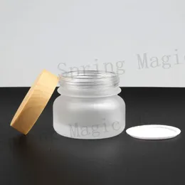 Storage Bottles 50PCS 50G Frosted Glass Eye Cream Jar With Black/ White Lid Empty Essence Jars Skin Care Containers