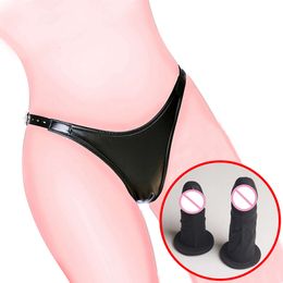 Chastity Belt Panties Double Dildos Leather Strapon Detachable Silicone Butt Plug Dildo sexy Product For Women Masturbation