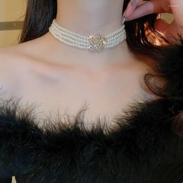 Choker Elegant Multi Layered Pearl Necklace Vintage Gorgeous Clavicle Chain Multilayered Temperament Beaded