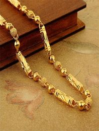 Simple Male 18K Gold Necklace Hexagonal Buddha Bamboo Chain Fine Jewellery Clavicle Necklaces for Men Boyfriend Birthday Gifts 220213188621
