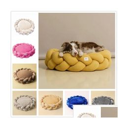 Kennels Pens New Diy Hand-Woven Cat Litter Dog Creative Hine Wash 6Cm Thick Suede High-End Bed Pet Lg38 Drop Delivery Home Garden Supp Oths7