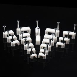 100pcs Clamp With Nail Mount Office Trough Sub Line DIY Wall Cable Clip Fixing Multipurpose Wire Card Home Supplies Square