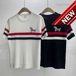 24 Spring/summer New Tb Dog Badge Round Neck Short Sleeve Knitted