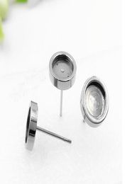 Stainless Steel Stud Earring Cabochon Stones Setting Post Cup Blank Stud Earring Bezel Setting 316 Steel Post7884804